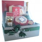 Christmas hamper filled with food and drink
