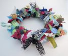 Wreath with fabric and buttons